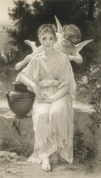 El primer susurro de amor, después de Bouguereau